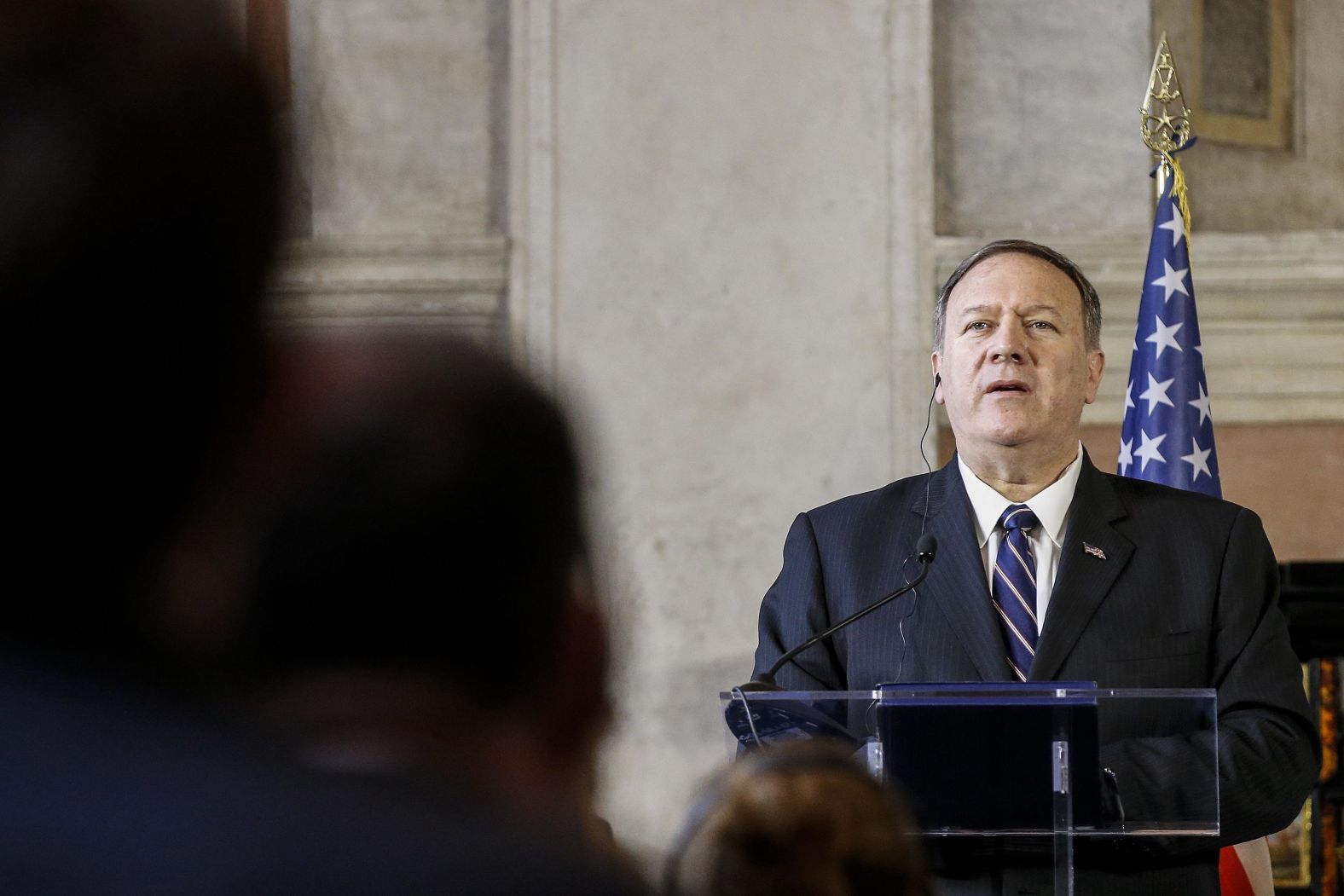 US Secretary of State Mike Pompeo, in Italy visiting Italy's foreign minister, attends a joint news conference in Rome on October 2. Pompeo <a href="https://www.cnn.com/2019/10/02/politics/mike-pompeo-ukraine-call/index.html" target="_blank">confirmed that he was on the July 25 phone call</a> with Trump and Zelensky. Pompeo <a href="https://www.cnn.com/2019/09/27/politics/pompeo-congressional-subpoena-ukraine/index.html" target="_blank">has been subpoenaed</a> by the chairmen of three House committees over his failure to produce documents related to Ukraine.