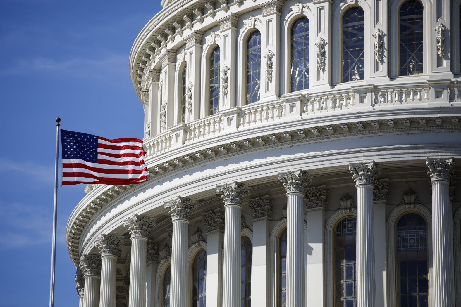 The American flag flies at the US Capitol on September 27.
