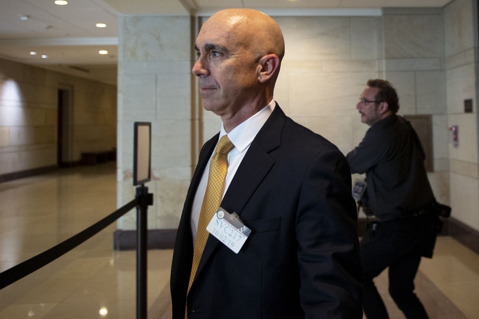 Steve Linick, the State Department's inspector general, leaves Capitol Hill after briefing senior congressional staff members on October 2. Linick provided Congress with dozens of pages of documents that make many of the same unproven claims about Joe and Hunter Biden that Trump's allies have been making, <a href="index.php?page=&url=https%3A%2F%2Fwww.cnn.com%2F2019%2F10%2F02%2Fpolitics%2Fstate-department-inspector-general-briefing-congress%2Findex.html" target="_blank">according to a copy of the documents obtained by CNN.</a>