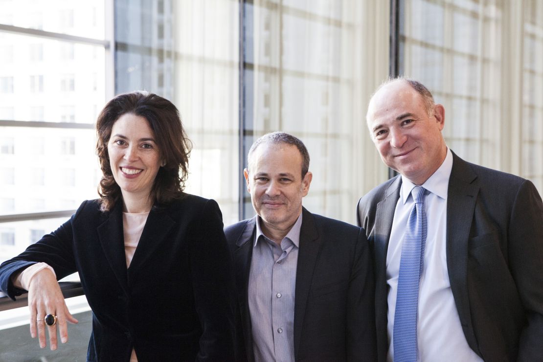 From left: Amy Cappellazzo, Allan Schwartzman and Adam Chinn of Art Agency, Partners in New York, January 2016. 