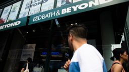 Pedestrians walk past a Bed Bath & Beyond Inc. store in New York, U.S., on Wednesday, July 3, 2019. Bed Bath & Beyond is scheduled to release earnings figures on July 10. Photographer: Mark Kauzlarich/Bloomberg via Getty Images