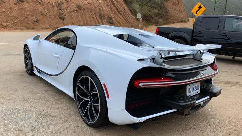 The Bugatti Chiron's rear wing raised automatically to allow heat to drift away from its big engine.