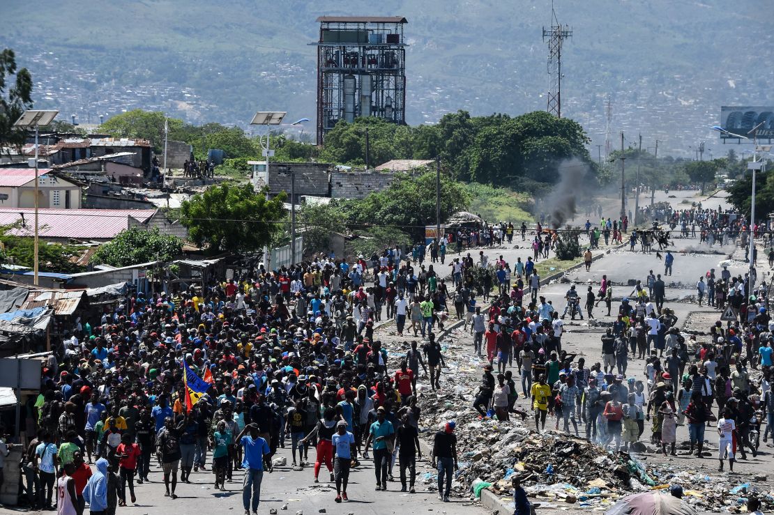 Protesters take to the streets last Friday in the Haitian capital.