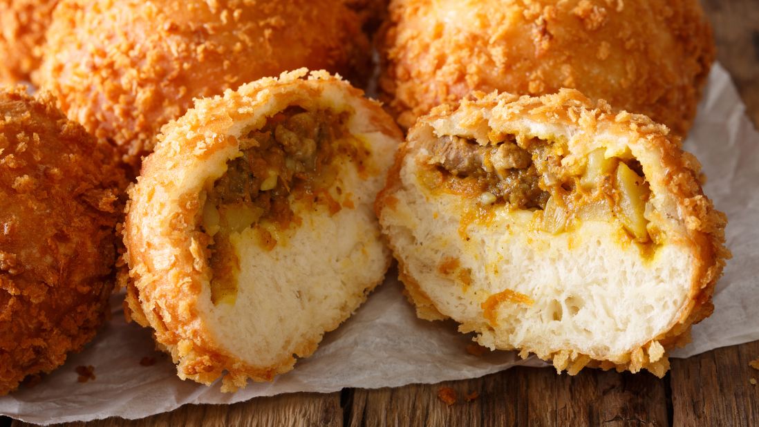 <strong>Kare pan, Japan. </strong>This curry bread is rolled in panko before dunking it in the deep-fryer, ensuring a crispy crust and soft, saucy interior. 