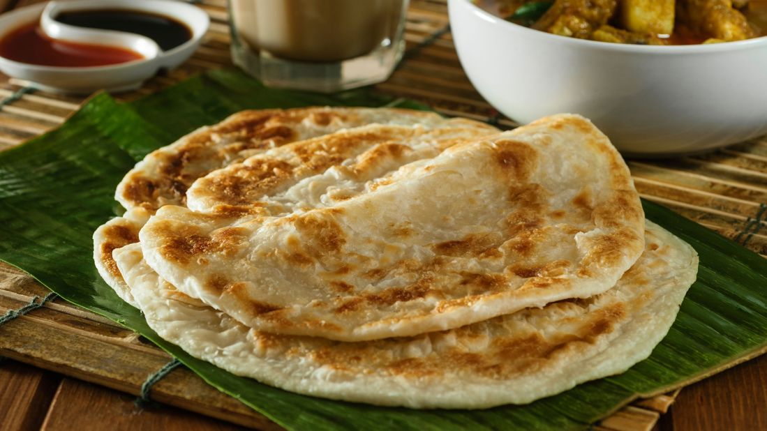 <strong>Roti canai, Malaysia</strong>. Roti flatbread may have arrived in Malaysia with Indian immigrants, but the country's made the flaky, rich bread their own. Try it served with Malaysian dips and curries.