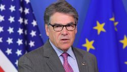 US Secretary of Energy Rick Perry addresses a press conference during a high-level business to business energy forum at the European Commission in Brussels on May 2, 2019. (Photo by EMMANUEL DUNAND / AFP)        (Photo credit should read EMMANUEL DUNAND/AFP/Getty Images)