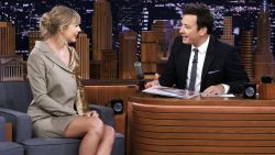 THE TONIGHT SHOW STARRING JIMMY FALLON -- Episode 1132 -- Pictured: (l-r) Singer-songwriter Taylor Swift during an interview with host Jimmy Fallon on October 3, 2019 -- (Photo by: Andrew Lipovsky/NBC/NBCU Photo Bank via Getty Images)