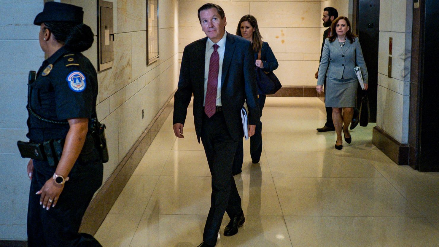 Intelligence Community Inspector General Michael Atkinson arrives for a closed door briefing before the House Intelligence Committee on October 4, 2019 in Washington, DC. 