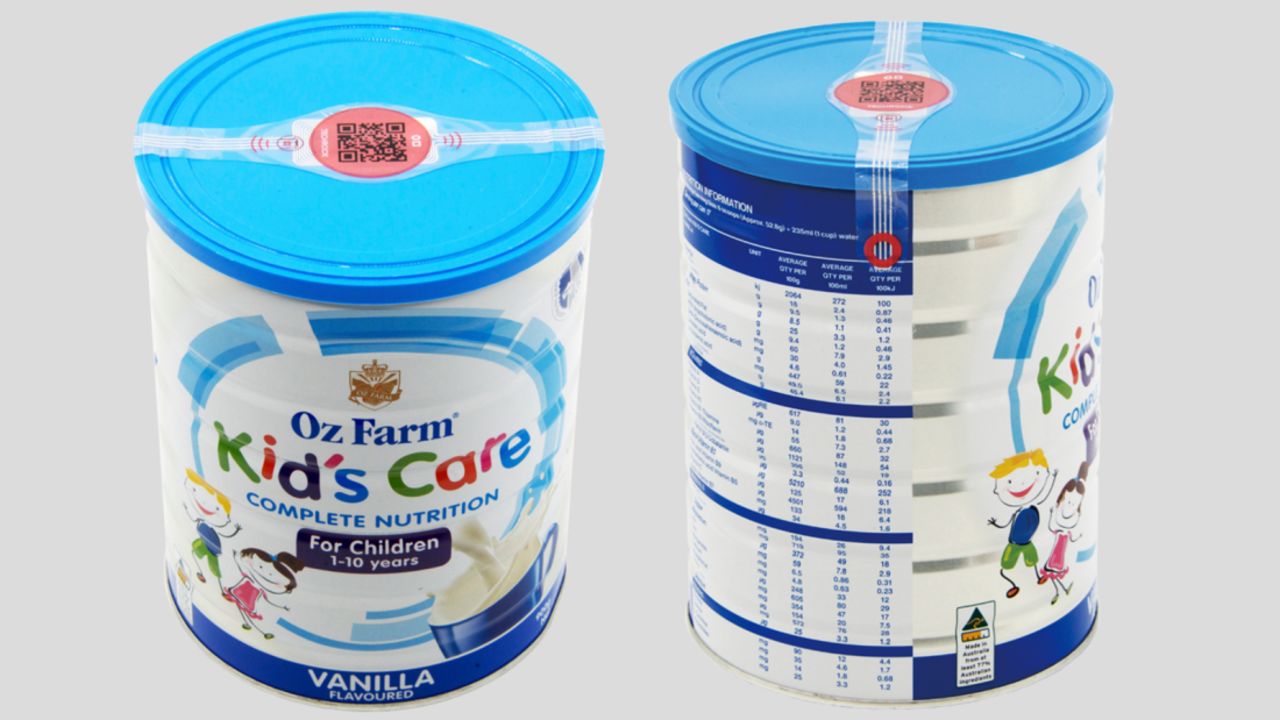 Techrock's NFC labels are affixed to lids, caps and other entry points on products.