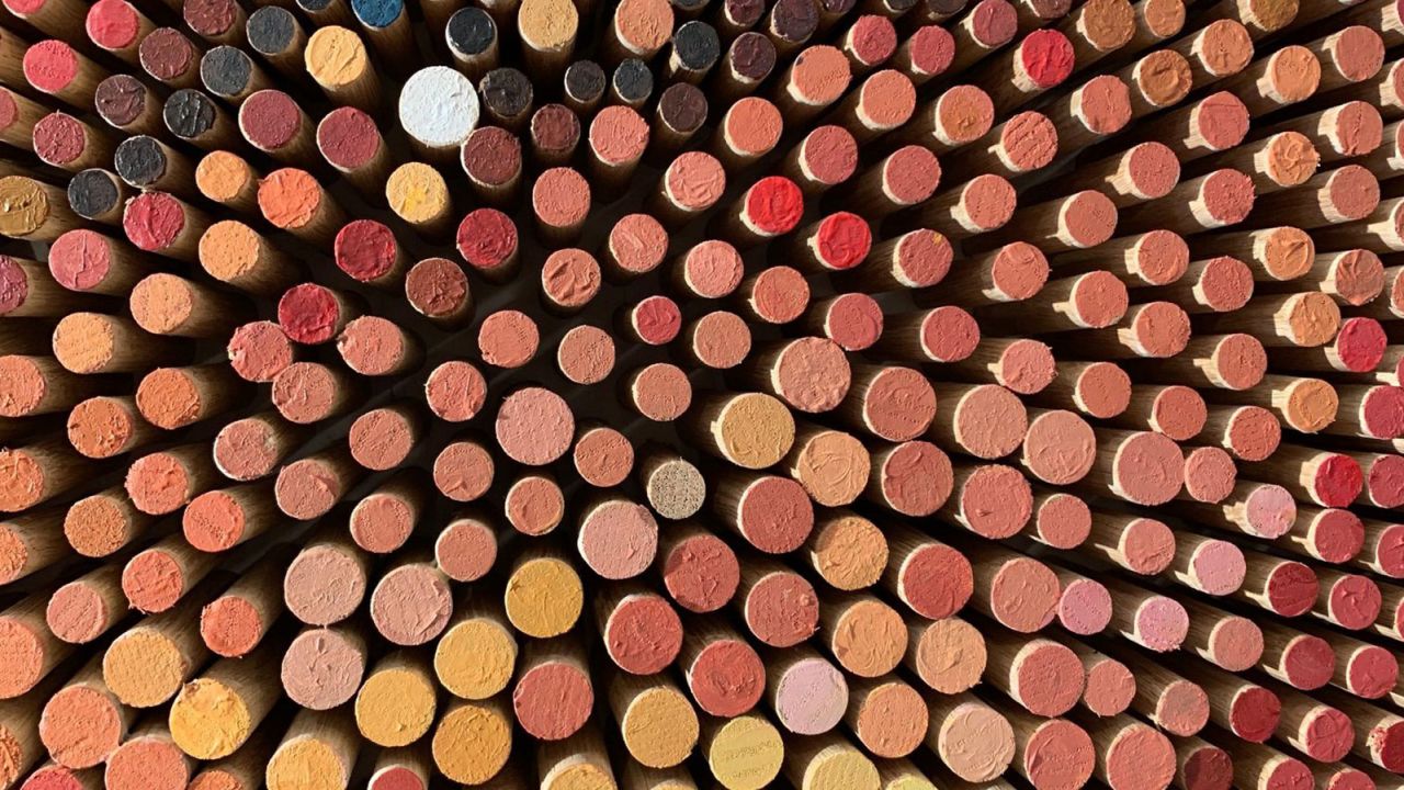 The artwork is crafted out of 10,000 pieces of oak sourced from Jean's home state of Texas.