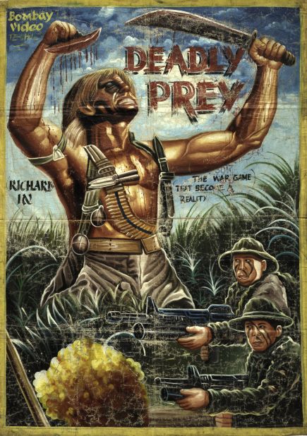This poster for "Deadly Prey," a 1997 clone of "First Blood," was commissioned by Bombay Club of Teshie.