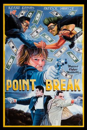 Keanu Reeves' 1991 hit "Point Break" is beautifully rendered in this Manso Video Club poster.