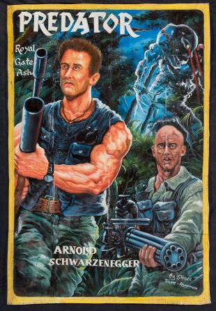 A movie poster for "Predator," painted by artist Stoger for Royal Gate Video Club in Ashaiman, a town near Accra. Scroll through to see more hand-painted posters from Ghana.