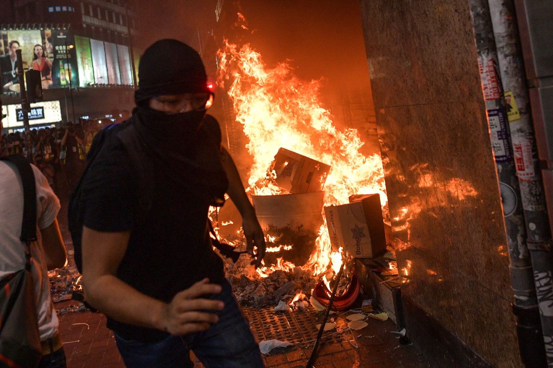 Protesters vandalized a number of areas in Hong Kong on Friday night.