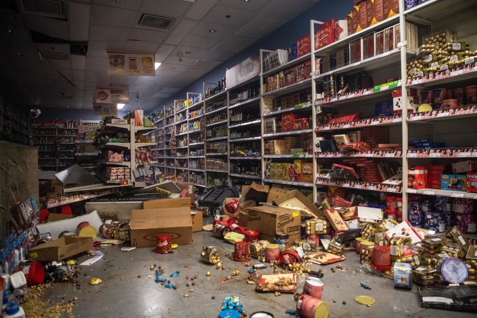 A store is in shambles after being vandalized by protesters.