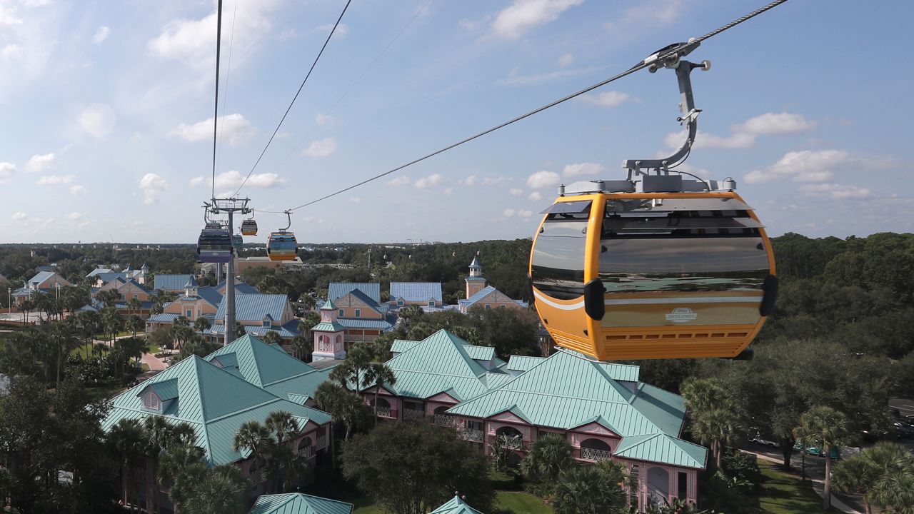 Walt Disney World's Skyliner carries visitors between hotels and parks.