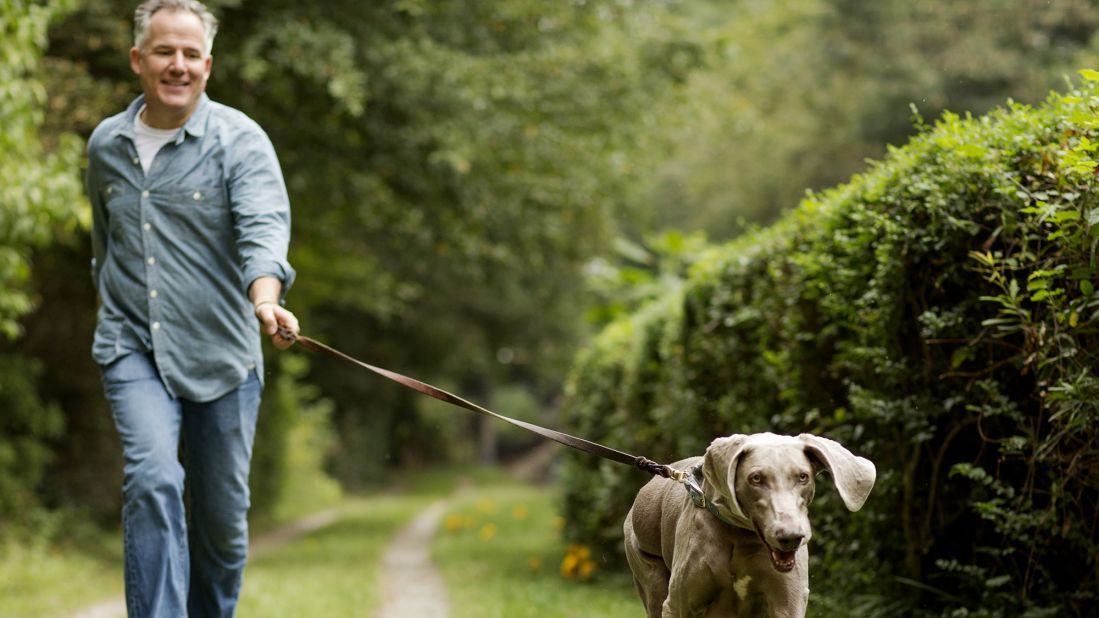 It's likely that the health benefits of dog ownership have to do with the amount of exercise needed to keep the furry friends healthy -- studies show dog owners can get 30 minutes more exercise a day than people who don't own dogs. Just who is rescuing whom here?