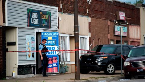 Kansas City, Kansas police investigate the scene of a shooting at Tequila KC Bar Sunday, October 6, 2019.