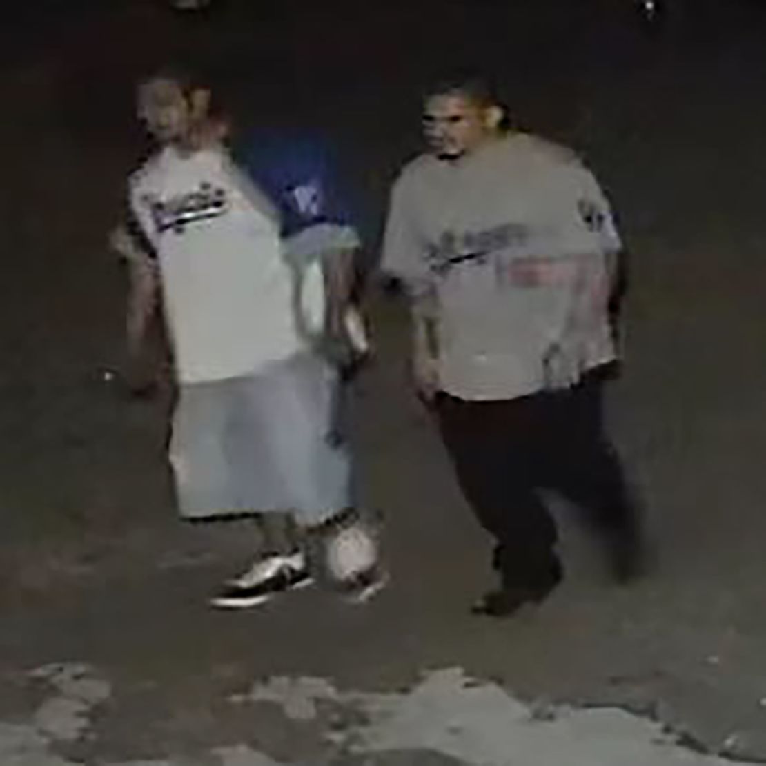 Kansas City police said this security camera image shows two suspects in the shooting. 