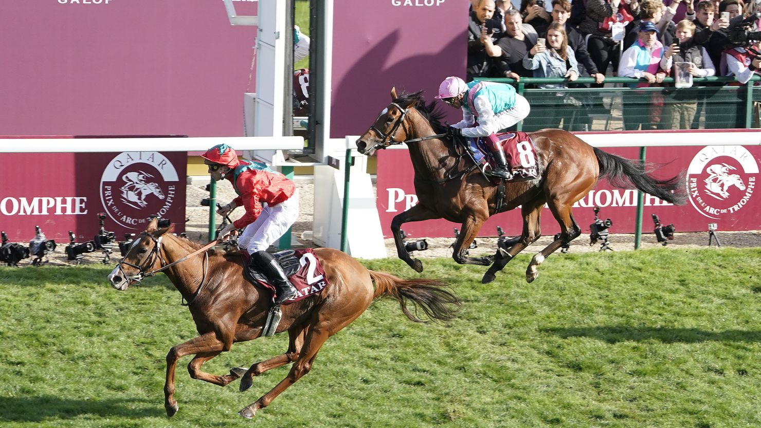 Waldgeist (left) beat odds-on favorite Enable to win the Qatar Prix de l'Arc de Triomphe.