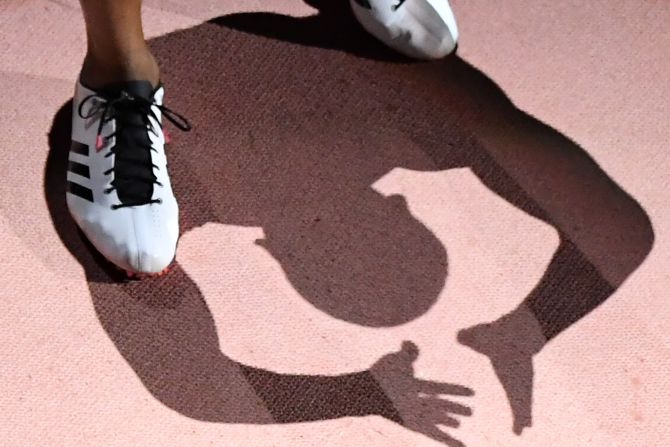 Jamaica's Demish Gaye prepares to run the 400-meter final at the World Championships on Friday, October 4. The World Championships were held in Doha, Qatar.