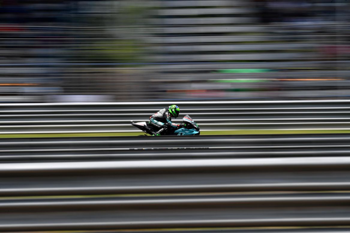 MotoGP racer Franco Morbidelli practices in Buriram, Thailand, on Saturday, October 5.