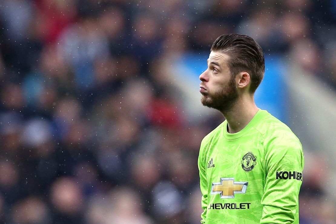 David De Gea of Manchester United reacts during the defeat at Newcastle.
