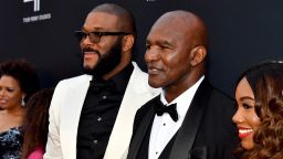 ATLANTA, GEORGIA - OCTOBER 05: Tyler Perry and Evander Holyfield attend his studio grand opening gala at Tyler Perry Studios on October 05, 2019 in Atlanta, Georgia. (Photo by Paras Griffin/Getty Images for Tyler Perry Studios)