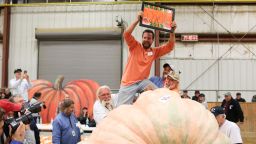 Weighing in at 2,294.5 pounds, Noel's pumpkin is the heaviest in Topfield Fair history.