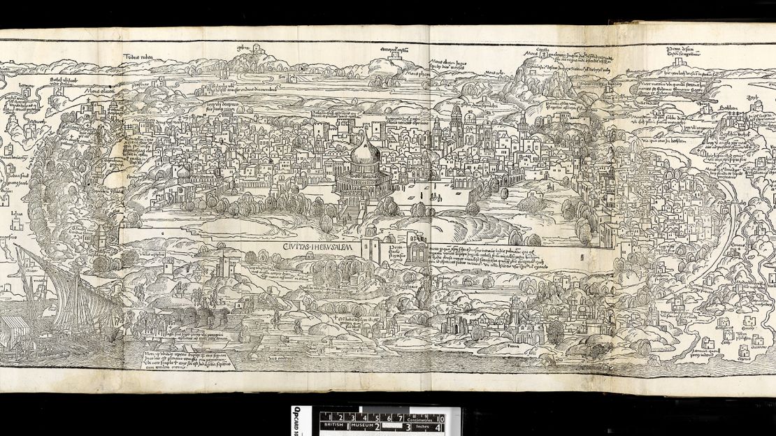 The book has a pullout map of Jerusalem
