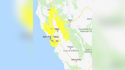 A map from PG&E shows the areas where power may be cut. 
