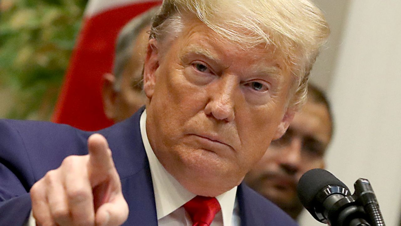 U.S. President Donald Trump speaks during an event where U.S.-Japan trade agreements were signed at the White House on October 7, 2019 in Washington, DC. President Trump also spoke about the U.S. Southern Border, Syria, and the current impeachment inquiry in the House of Representatives.