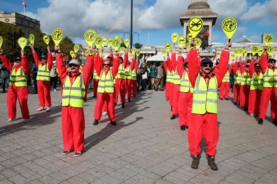 The protests often dip into the theatrical. On October 9, anti-aircraft protesters held signs in Trafalgar Square a day before a planned "'Hong Kong-style occupation" of the London City Airport.