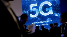5G technology logo during the celebration of Mobile World Congress in Barcelona on February 25, 2019 in Barcelona, Catalonia, Spain. (Photo by Miquel Llop/NurPhoto via Getty Images)