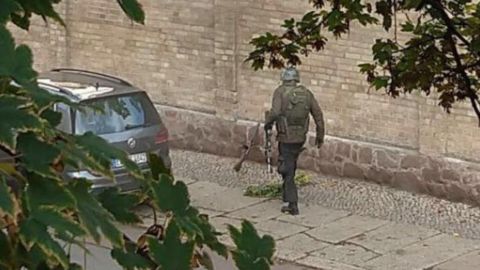 This image shared on social media shows the alleged shooter in Halle, Germany, on October 9, 2019.
