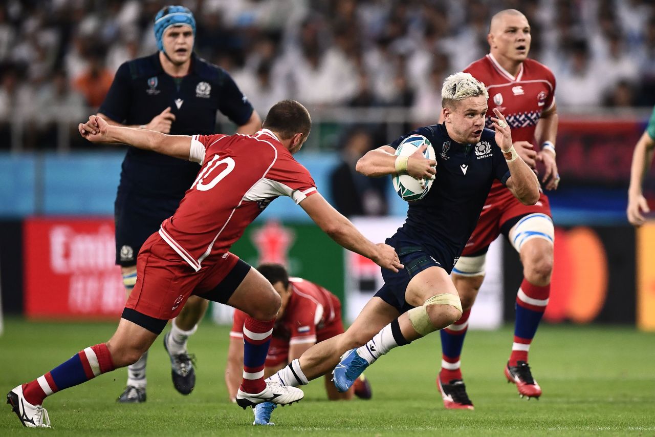 Scotland's win sets up a titanic clash against hosts Japan Sunday, with Scotland needing another bonus-point win to qualify for the quarterfinals.