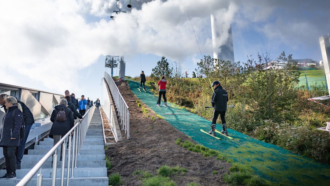 The artificial ski area at CopenHill welcomes skiiers and snowboarders. And for those sporty types who want to avoid even the idea of snow, there's also a climbing wall and a running track.