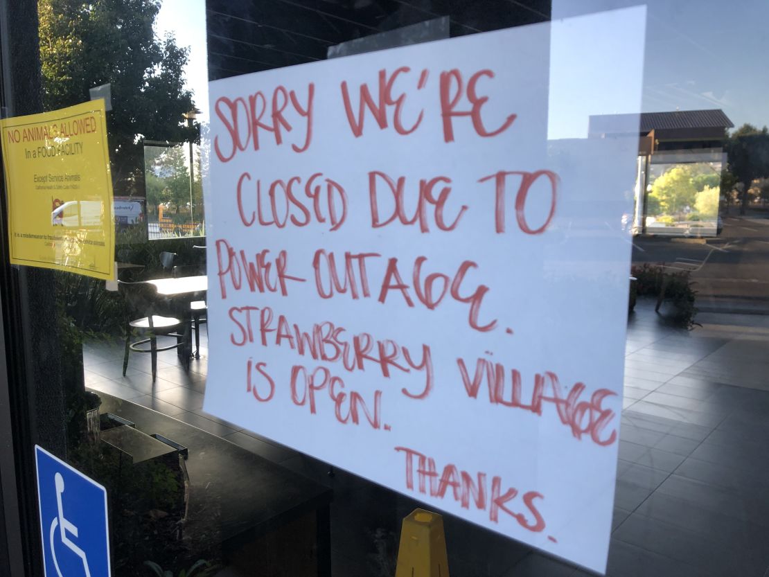 A Starbucks in Sausalito, north of San Francisco, was among the businesses closed Wednesday during a massive, intentional power outage in Northern California.