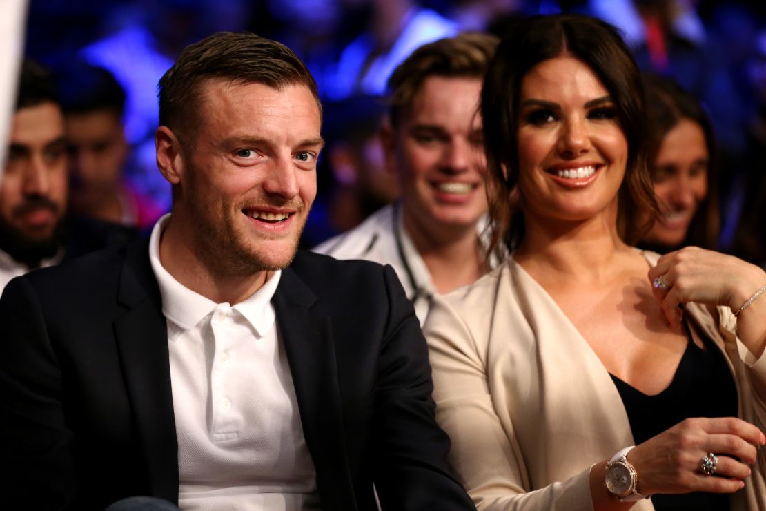 Leicester City striker Jamie Vardy with wife Rebekah Vardy.