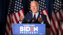Democratic presidential candidate, former Vice President Joe Biden speaks during a campaign event on Wednesday, October 9 in Rochester, New Hampshire. For the first time, Biden has publicly called for President Trump to be impeached. 