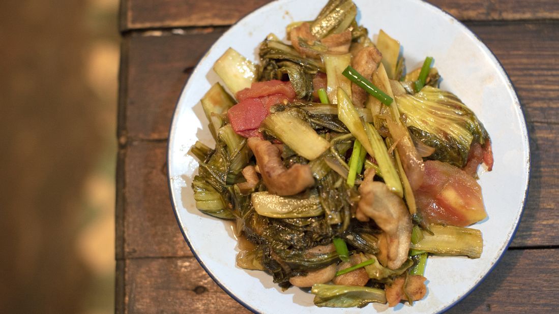 <strong>Fat for flavor:</strong> A simple vegetable stir-fry is enhanced with pork fat.