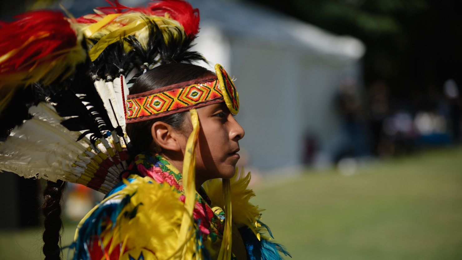 An attendee seen at the inaugural Indigenous Peoples Day Celebration at Los Angeles Grand Park on October 8, 2018.