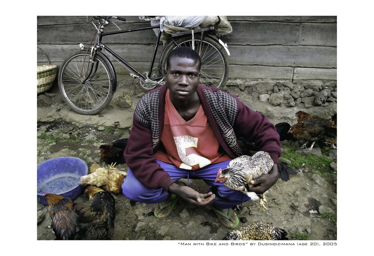 "Man with Bike and Birds" by Dusingizimana, age 20, 2005.