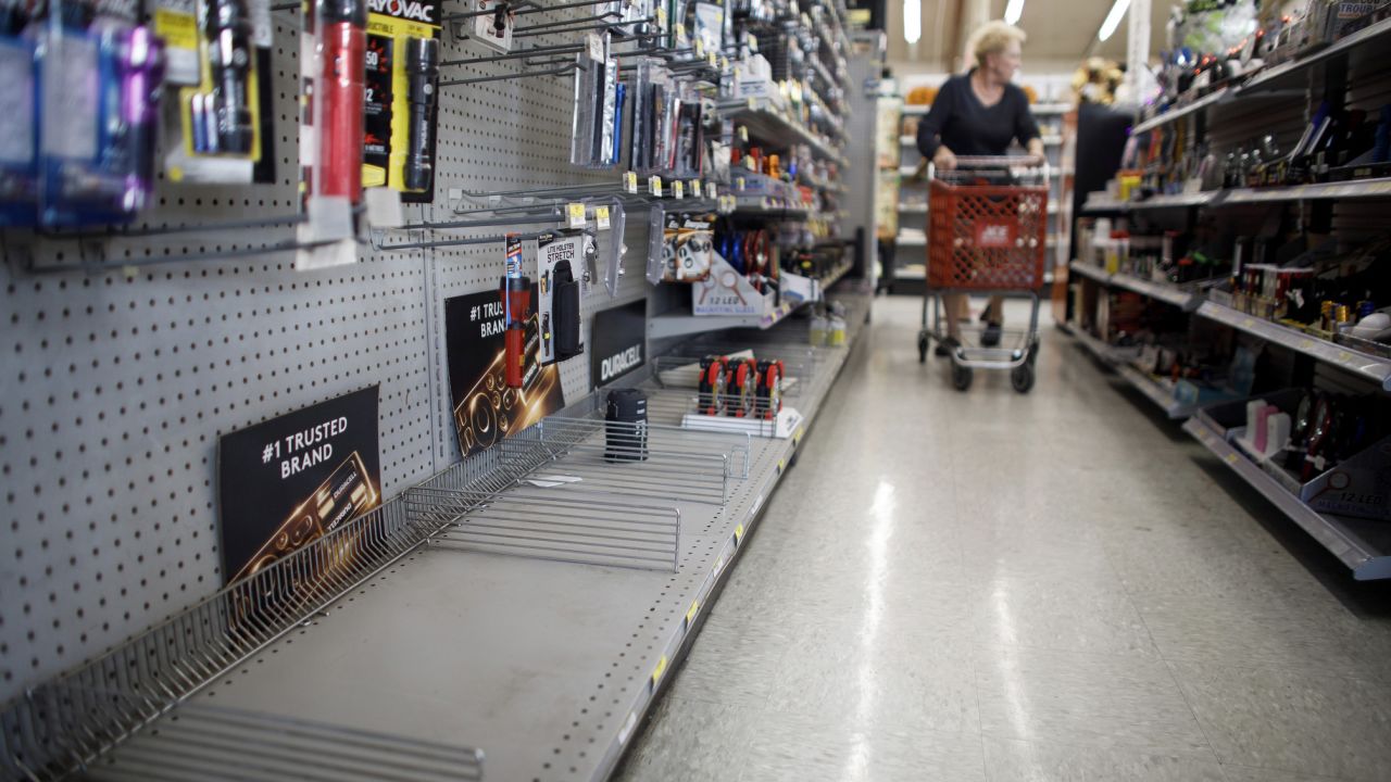 An empty lantern section at a hardware store in Los Gatos.