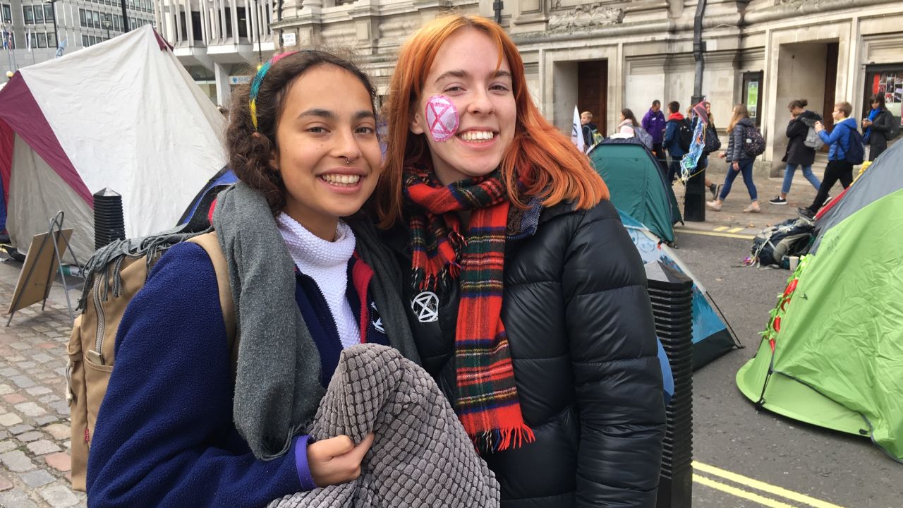 Annabelle van Dort (left) is taking part in the demonstrations with her housemate Olwen Collins.
