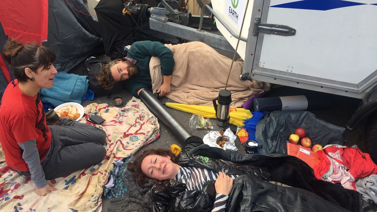 Petra Metzger pictured on "lockdown" on a road near Trafalgar Square.