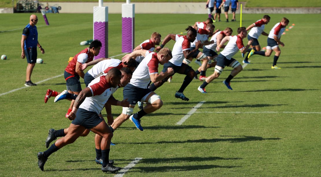 England players train in Tokyo on Wednesday. 