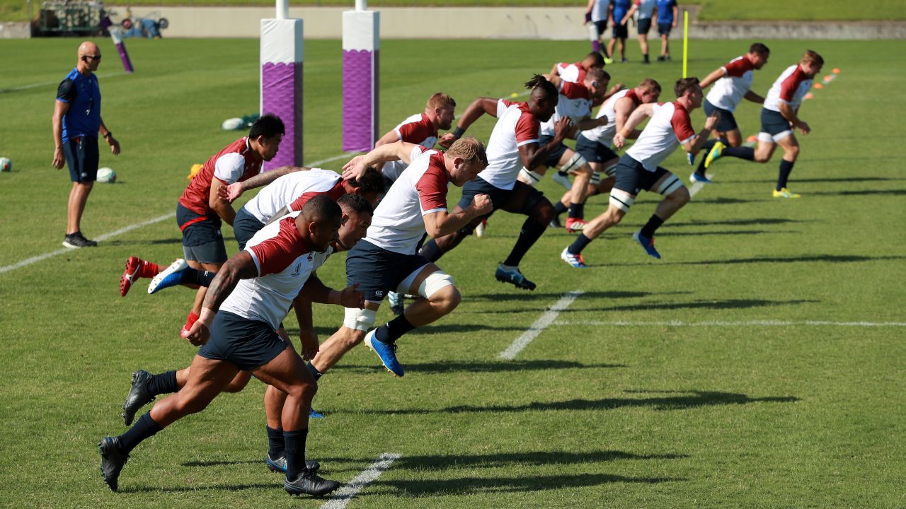 England players train in Tokyo on Wednesday. 