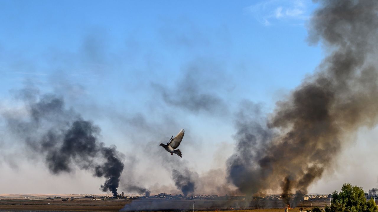 Smoke rises from the Syrian town of Tal Abyad.