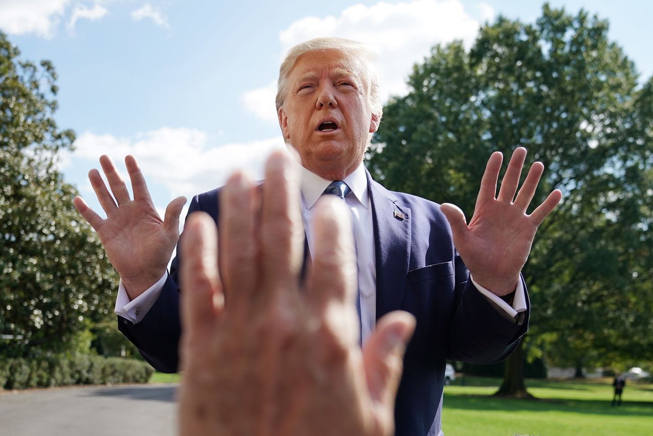 US President Donald Trump talks to journalists on the South Lawn of the White House before boarding Marine One on Friday, October 4. Trump was asked if the White House will comply with the House's impeachment inquiry. <a href="https://www.cnn.com/politics/live-news/impeachment-inquiry-10-04-2019/h_5de28e55ccbdfe3b4f89ed8b423c98cb" target="_blank">He said he wasn't sure.</a> "That's up to the lawyers," Trump told reporters. A few days later, the administration <a href="https://www.cnn.com/2019/10/08/politics/nancy-pelosi-letter-impeachment/index.html" target="_blank">said in a letter</a> that it would not cooperate with <a href="http://www.cnn.com/2019/10/03/politics/gallery/trump-impeachment-inquiry/index.html" target="_blank">the inquiry.</a>